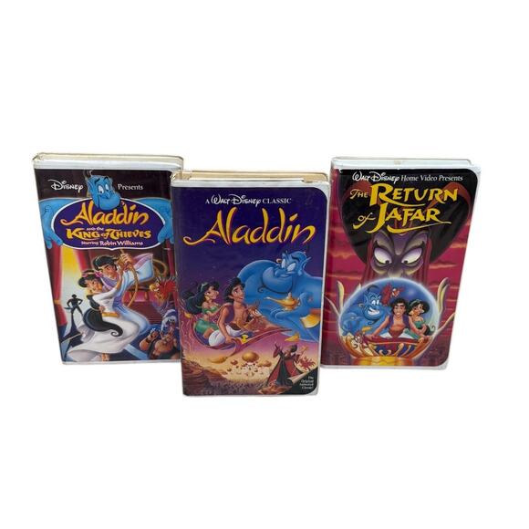 Disney Lot of 3 VHS Tapes Aladdin‎ Return of Jafar King of Thieves Walt Disney - Picture 1 of 9